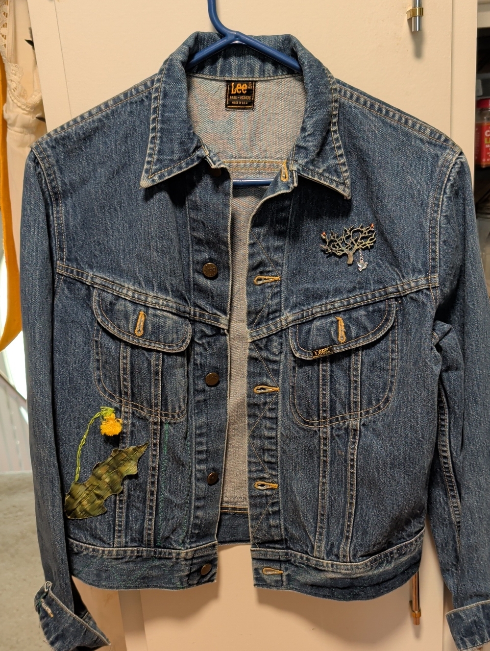 VTG Lee Denim Trucker Jacket Upcycled To One Of A Kind Size Medium